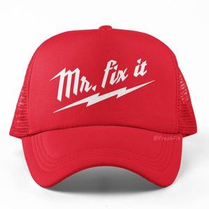 🆕Mr. Fix It Red Foam Trucker Hat Mesh Snapback Cap